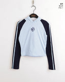 Shima Raglan Strap Color Matching Crop Hood T-Shirt