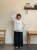 [unisex] Mubone Summer Stripe Linen Banding Wide Pants