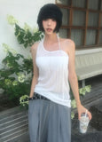 LINEN STRAP HALTER TOP