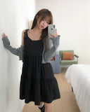 Mode Ribbed Open Frill Cardigan