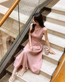 Cheline high neck sleeveless strap long one piece