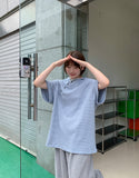 [Unisex] Belinde Stripe Hood Short Sleeve Tee