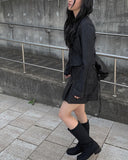 Bobo Black Denim Cargo Mini Skirt