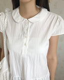 Happy Round Collar Puff Short Sleeve Mini One Piece