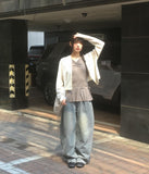 Nuden Flower Pattern Shirring Layered Sleeveless