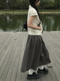 Lambs Button Collar Shirred Puff Blouse Shirt