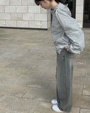 Greek Washing Denim Wide Pants