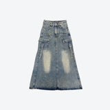 Zance vintage denim long skirt
