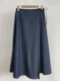 Nezuma Wrap Banding Denim Long Skirt