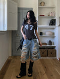 Raw Destroyed Bermuda Denim Pants