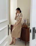 Wish Collar Stripe Color Matching Knit