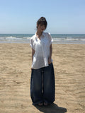[Planning] Dazzle Side Pintuck Washing Denim Wide Pants