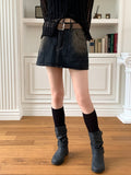 [Belt Set] Konya Y2K Washing Denim Mini Skirt