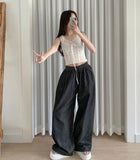 Non-Fade Raw Balloon Wide Jogger Banding Summer Pants