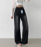 Summer Tencel Back Pocket Span Banding Wide Denim Pants