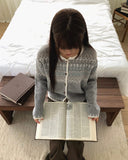 Sone Nordic Round Neck Long Sleeve Knit Cardigan