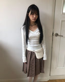 Lahae Pleated Check Midi Skirt