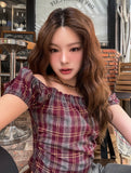 Ien shirring puff off-shoulder short sleeve