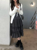 Roa Vintage Check Frill Tiered Midi Skirt