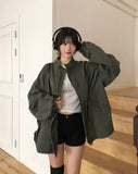 Mauve Washed Short Fishtail Bomber Jacket