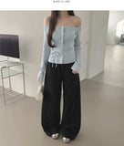 Wide Banding 4-Season Side Cut Cotton Pants
