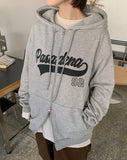 Rucoto two-way lettering printing over hood zip-up