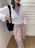 Solu see-through crop hooded cardigan zip-up
