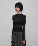 Asymmetrical Draped Mock Neck