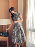 Diel Toile Collar Sleeveless Flare One Piece (Belt set)