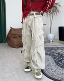 Raven Belted Dyeing Cargo Pants