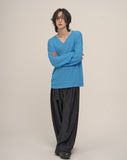 Twin pin tuck maxi wide belt slacks