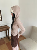 Bennett Dotto Snap Button Ribbed Hood Wrap Long Sleeve Knit