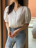 Lupine Lace Pin Tuck Puff Blouse