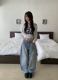 Deren Cut Washing Wide Denim Pants