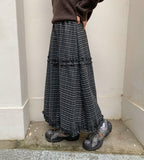 Kohyuri Check Frill Banding Long Skirt
