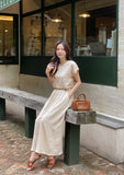 Hazel Wrinkle Short Sleeve T-Blouse Banding Wide Pants Set