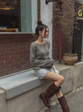 Autumn Damage Boat Neck Knitwear