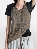 Noah Shirring Layered Sleeveless