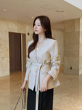 Illy V-neck No Collar Jacket (Belt set)