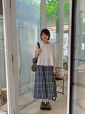 Keycon Round Shirring Short Sleeve Blouse