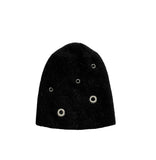 Eyelet Angora Fur Short Beanie