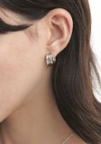 Triple Cut-Out Silver (W) One-Touch Earrings