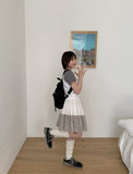 Benudine Check Banding Tiered Midi Skirt