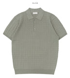 Cable collar short sleeve knit