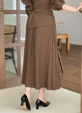 [Hairband Set] Macy Collar Wrap Shirt Banding Long Skirt Set