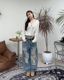 Dekai Curved Destroyed Jeans