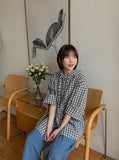 [unisex] Kanbilli Check Over Hooded Short Sleeve Shirt