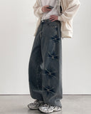 Soil Washing Cross Denim Pants