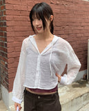 Bucker Gauze Linen Hood Long Sleeve Shirt