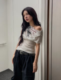 Lunatic Funky Print Off-Shoulder Short Sleeve